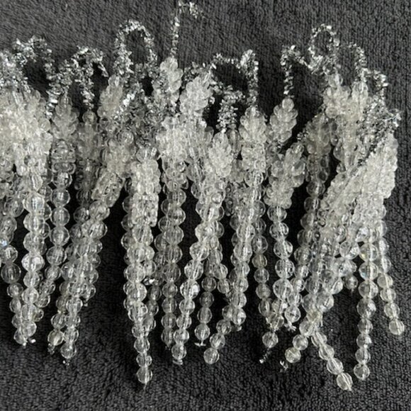 Vintage Handmade Acrylic Crystal Beaded Christmas Holiday Icicle Tree Ornaments - Picture 4 of 7
